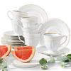 KAFFEESERVICE Chodziez MARIA TERESA 18-tlg Porzellan mit Goldrand, Weiß / Gold - Goldfarben/Weiß, Keramik (8/8/8cm) - KONSIMO®