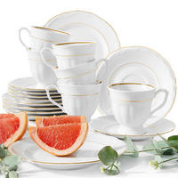 KAFFEESERVICE Chodziez MARIA TERESA 18-tlg Porzellan mit Goldrand, Weiß / Gold - Goldfarben/Weiß, Keramik (8/8/8cm) - KONSIMO®
