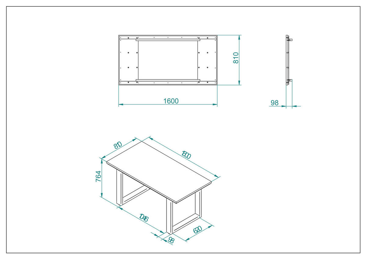 ESSTISCH M18 Thermo Oak & Anthrazit 160/77/81 cm - Graubraun, Holzwerkstoff (81/160/77cm) - Livojo