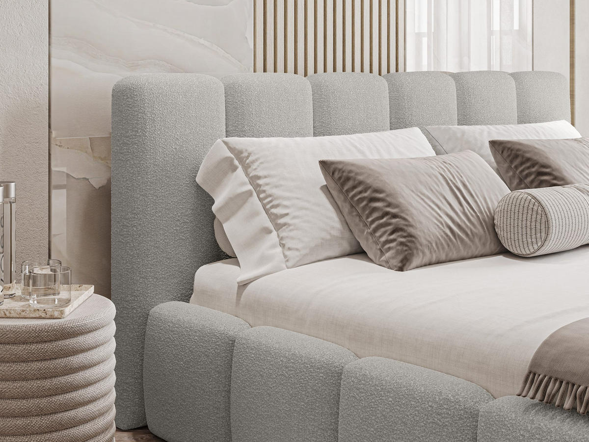 POLSTERBETT Lukhi 180x200 cm, Hellgrau - Grau, Textil (180/200cm) - Fedve