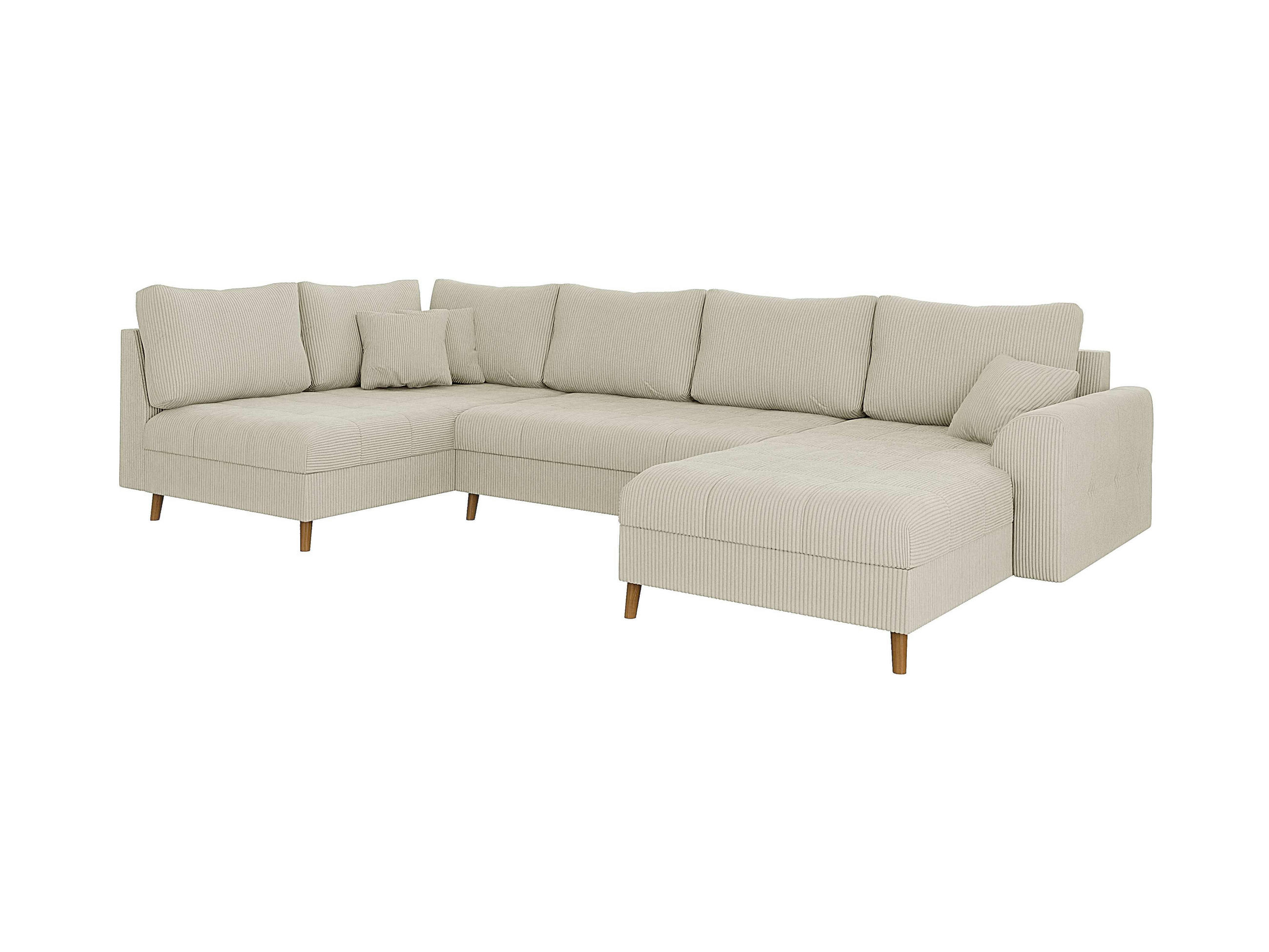 WOHNLANDSCHAFT Alma Beige Cord - Ottomane rechts - Beige/Braun, Holz/Textil (310/81/161cm) - S-Style Möbel