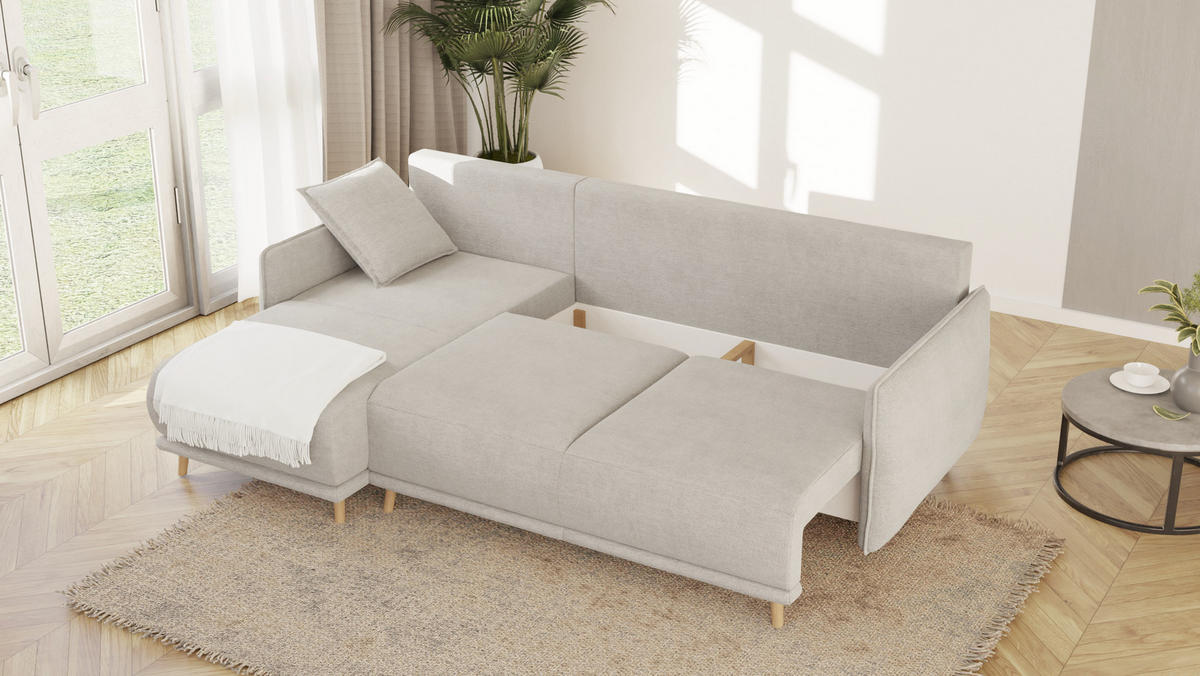 ECKSOFA Chroma Beige Luxusmicrofaser - Ecru/Beige, Holz/Textil (238/170cm) - S-Style Möbel