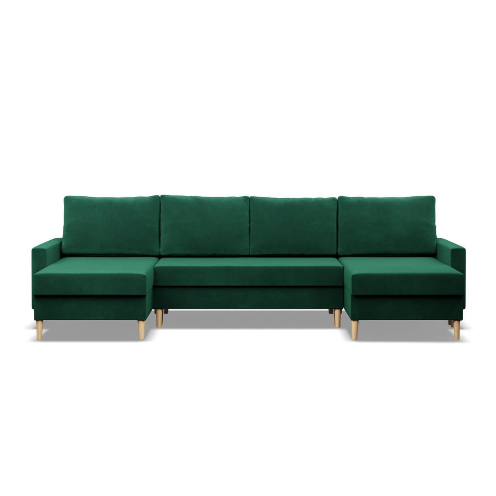 Thumbnail - Mebligo U-Ecksofa, Grün, Textil, 4-Sitzer, U-Form, 294x88x140 cm, Wohnzimmer, Sofas & Couches, Wohnlandschaften, Wohnlan...