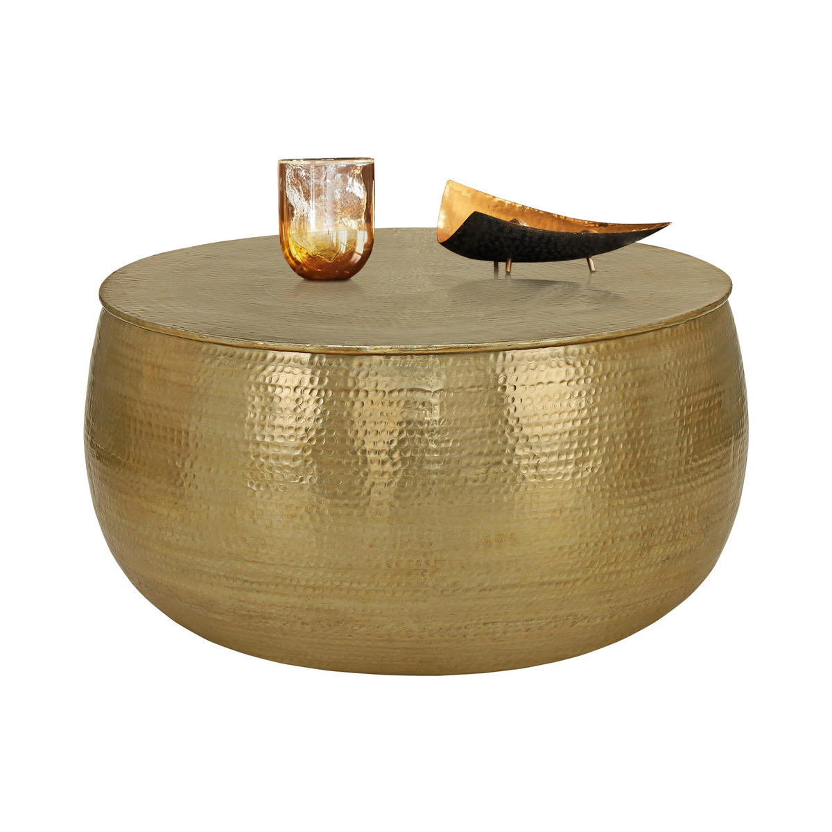 COUCHTISCH rund Ø90x45 cm Gold aus Aluminium Hammerschlag Design - Goldfarben, Metall (90/90/45cm) - WOMO-DESIGN