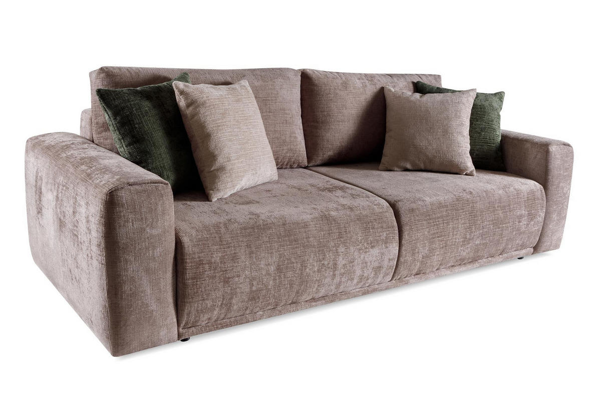 SOFA Alcamo Braun, Schlafsofa - Cappuccino, Holzwerkstoff/Textil (250/93/118cm) - Bettso
