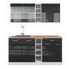 SINGLEKÜCHE R-Line Anthrazit Hochglanz/Weiß 160 cm, AP Eiche - Anthrazit/Weiß, Holzwerkstoff (160/81.6/60cm) - Vicco