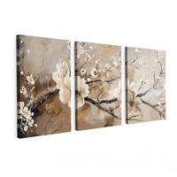 LEINWANDBILD 3er Set Blüte - Beige - Abstrakt - Blumen 240x120 cm - Hellbraun, Textil (240/120cm) - MuchoWow
