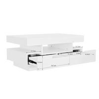 COUCHTISCH in Weiß mit LED-Beleuchtung und 4 Schubladen für Wohnzimmer, B80/T50/H36 cm - Weiß, Holzwerkstoff (50/80/36cm) - STILVORA