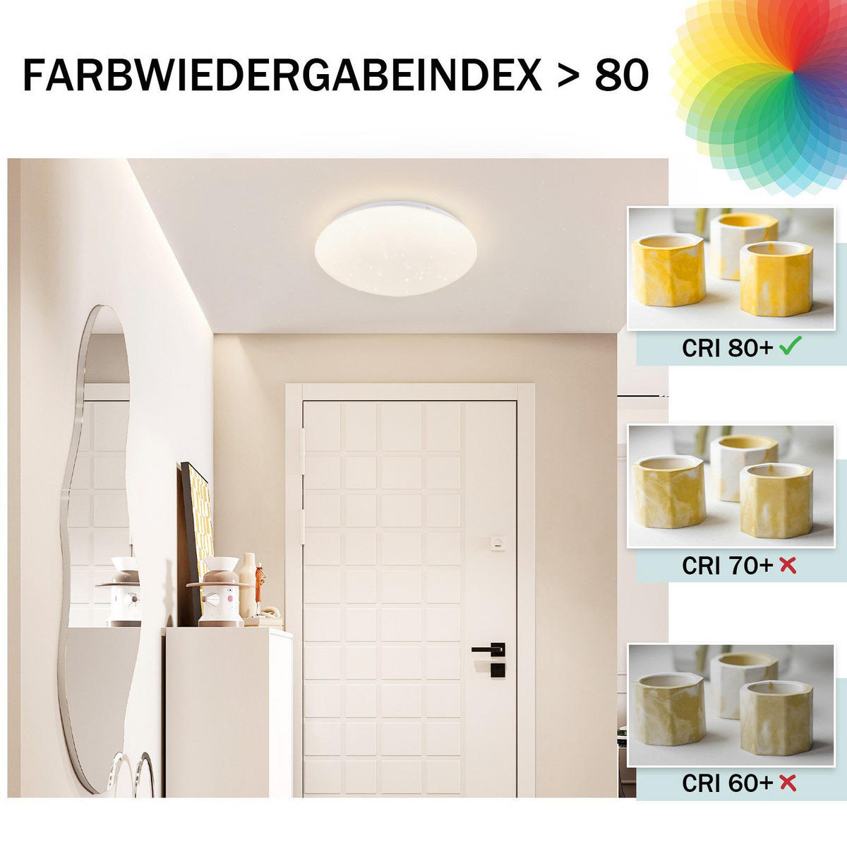 DECKENLEUCHTE LED Wohnzimmer Ø16.8CM - Weiß, Kunststoff (16/16/6.7cm) - ZMH
