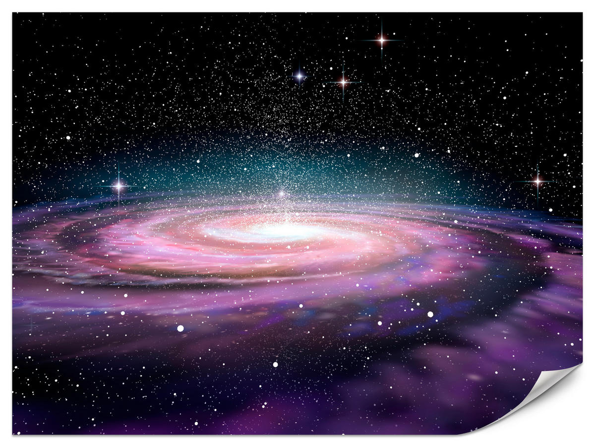 FOTOTAPETE für Jugendzimmer Spirale Sterne Galaxie Kosmos 400x280 - Violett/Schwarz, Papier (400/280cm) - Muralo
