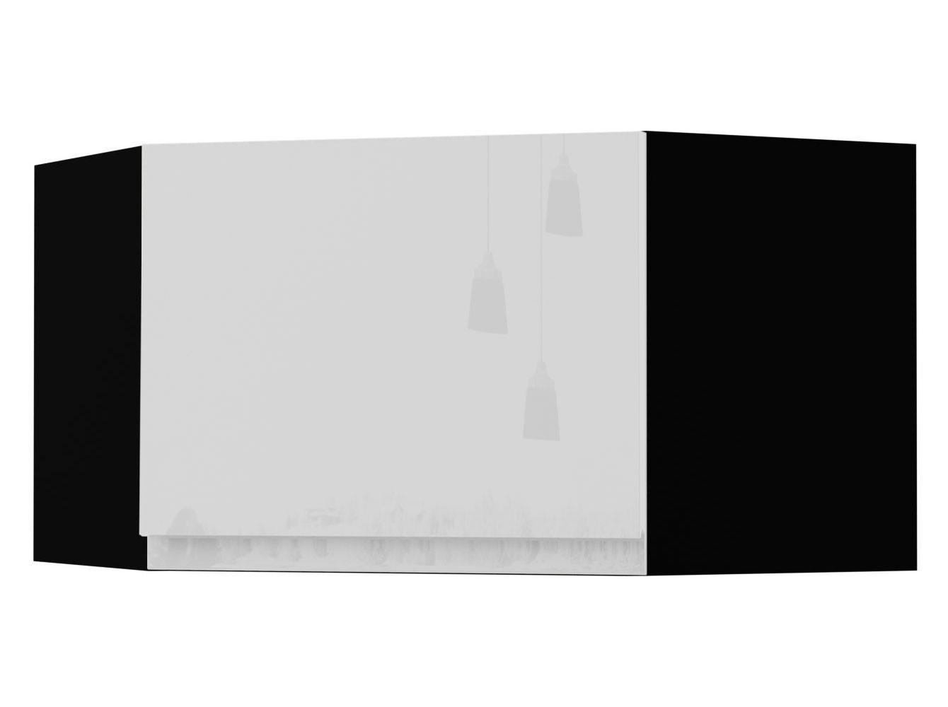 ECKHÄNGESCHRANK Florence W10/60/36 Schwarz / RAL 9003 signalweiß HG 60 / 60 / 36cm - Türanschlag links - Weiß Hochglanz/Schwarz, Holz/Holzwerkstoff (60/36/60cm) - Feldmann-Wohnen