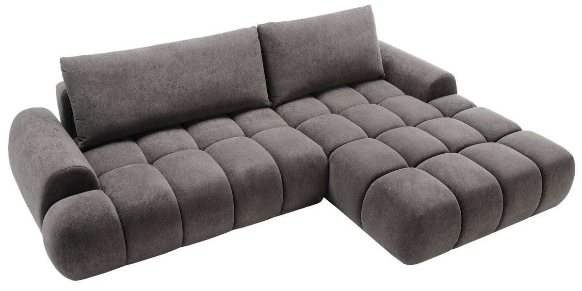 ECKSOFA 280 cm Valerio mit Bettkasten, 280 cm, Rechts, Schlaffunktion, Grau - Grau, Holz (177/280cm) - Emporius