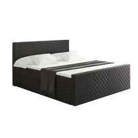 BOXBETT mit Matratze und Lattenrost - VEXA-Z - 200x200 - Schwarz Kunstleder - Schwarz, Holzwerkstoff (200/200cm) - ALTDECOR