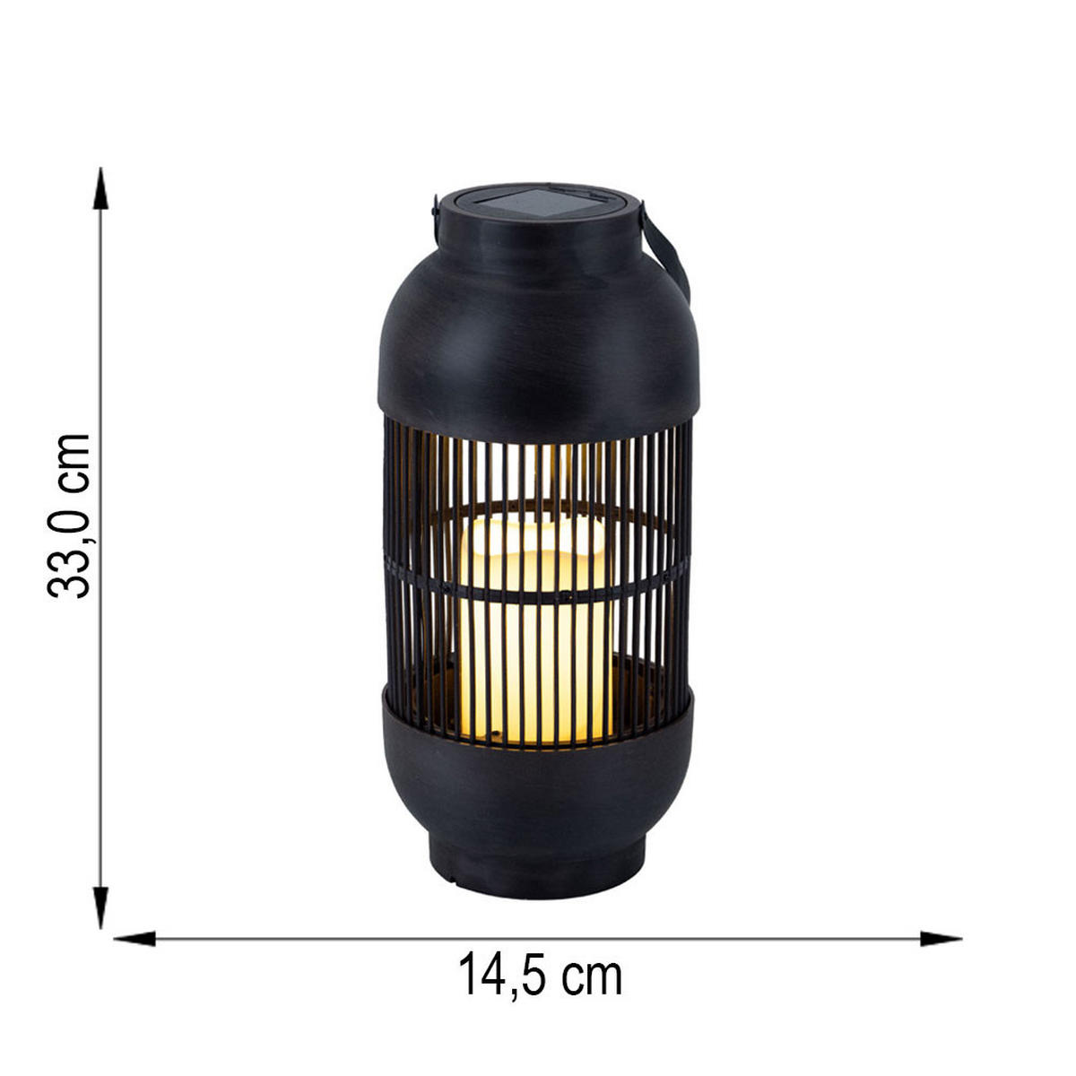 LED AUSSENLEUCHTE Solar Schwarz 2er Set - Schwarz, Kunststoff (14.5/14.5/33cm)