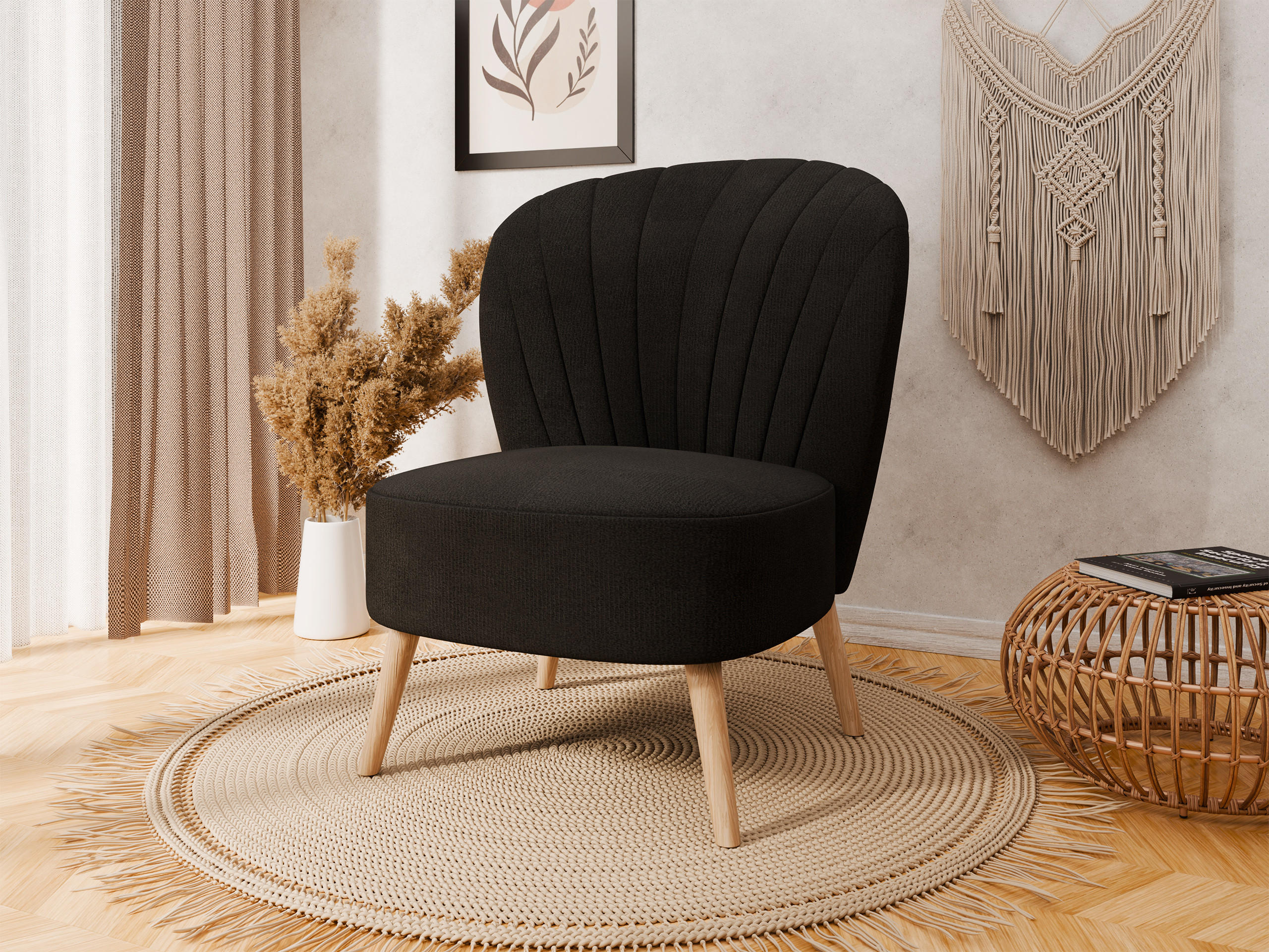 SESSEL Lumora mit Holzbeinen schwarz - Schwarz, Holz (68/82/78cm) - Panda Möbel