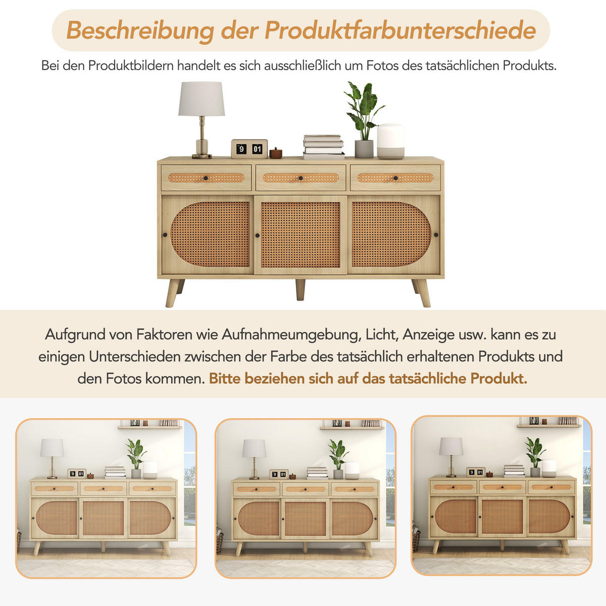 SIDEBOARD, 3 Schubladen, Schiebetüren, Holz, 140cm - Eichefarben, Holzwerkstoff (40/78/140cm) - FLIEKS
