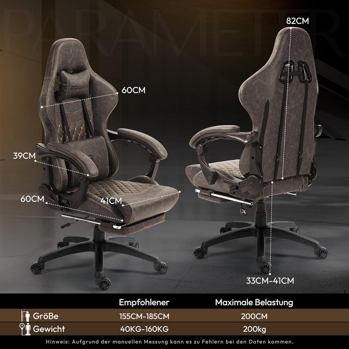 GAMING-STUHL Ergonomisch Verstellbarer 90°-170° Für Homeoffice/Gaming - Braun, Leder (60/115/60cm)