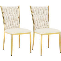 ESSZIMMERSTUHL 2er Set hohe Rückenlehne, Samt, Creme - Creme/Schwarz, Kunststoff/Textil (46/94.5/48cm) - Woltu