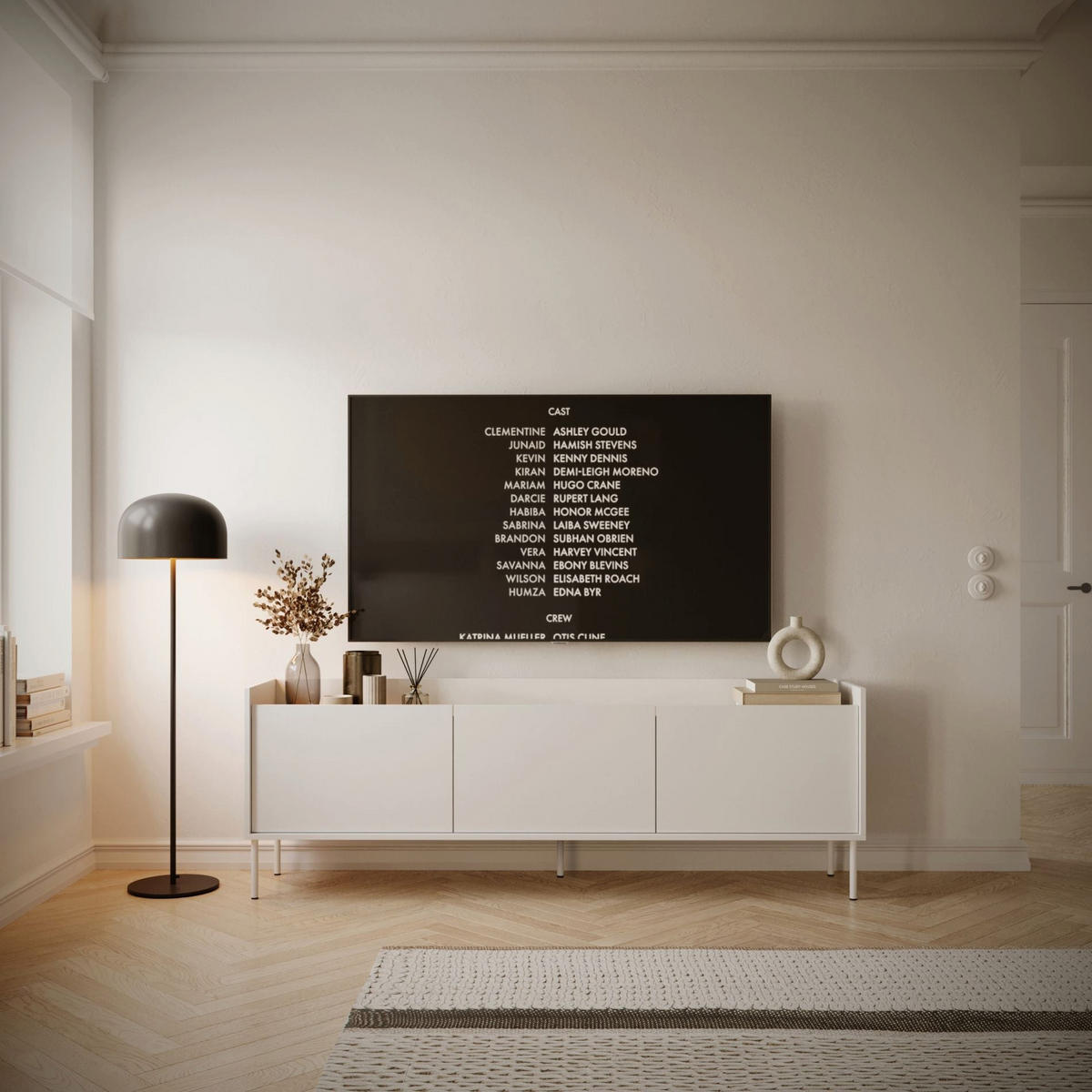 TV-SCHRANK Tovi Weiß / Holzoptik Eiche 175/58/36 cm - Weiß, Holzwerkstoff/Metall (175/58.5/36.4cm) - Selsey