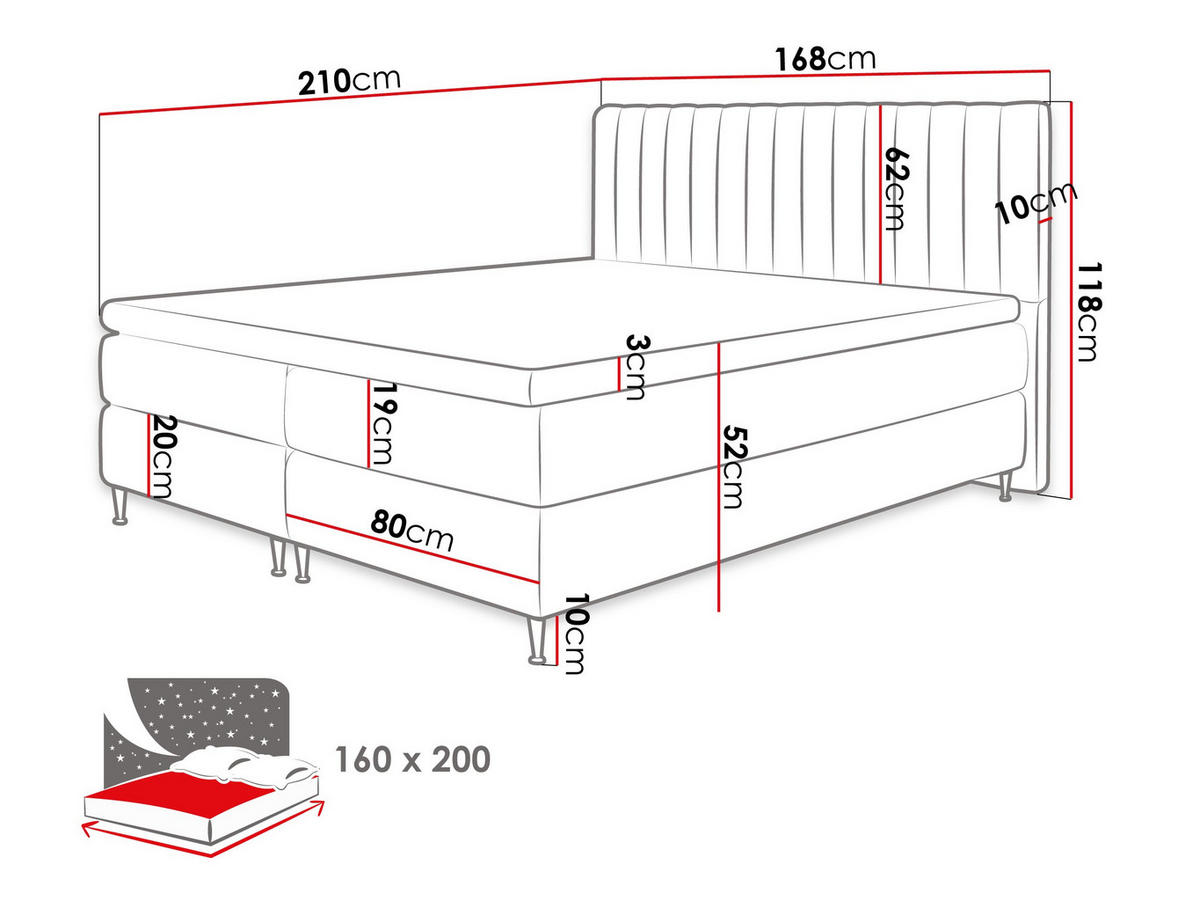 BOXBETT Elegance - Blau/Goldfarben, Holz/Textil (160/200cm) - MIRJAN24