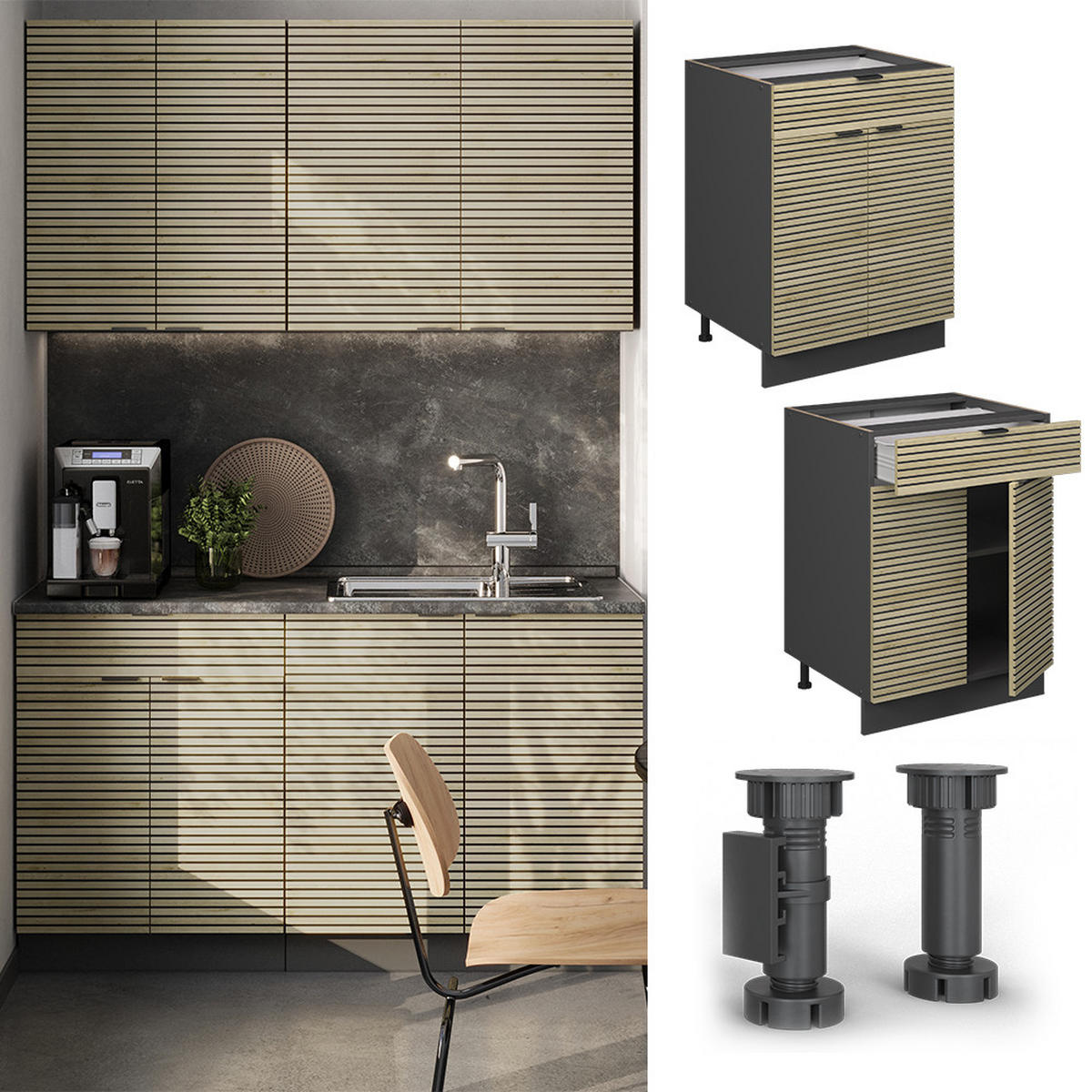 KÜCHENUNTERSCHRANK Fame-Line Eiche Paneel 60 cm mit Schublade, AP Eiche - Hellbraun/Eichefarben, Holzwerkstoff (60/82/60cm) - Vicco