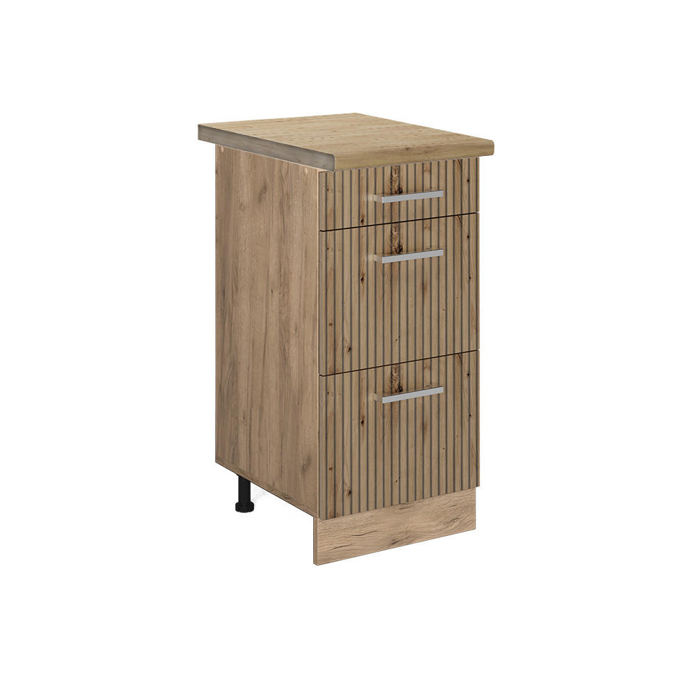 KÜCHENUNTERSCHRANK R-Line Artisan-Eiche 40 cm mit Schubladen, AP Eiche - Honigeiche/Eiche Wotan, Holzwerkstoff (40/81.6/60cm) - Vicco