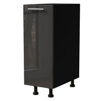 KÜCHENUNTERSCHRANK Essen D1D/20 Graphit Hochglanz / Schwarz Matt 20 / 50 / 82cm - Schwarz/Graphitfarben, Holz/Holzwerkstoff (20/82/50cm) - Feldmann-Wohnen