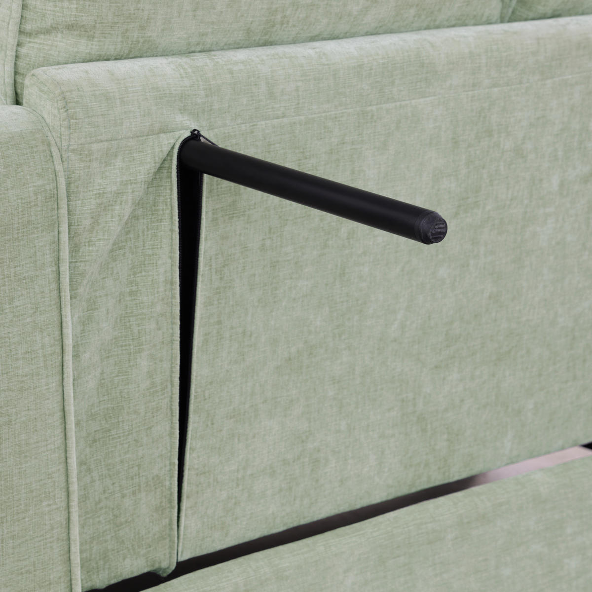 SOFA Chenille Cyan mit Stauraumhocker - Hellgrün, Holzwerkstoff/Kunststoff (132/93/129cm) - WISHDOR