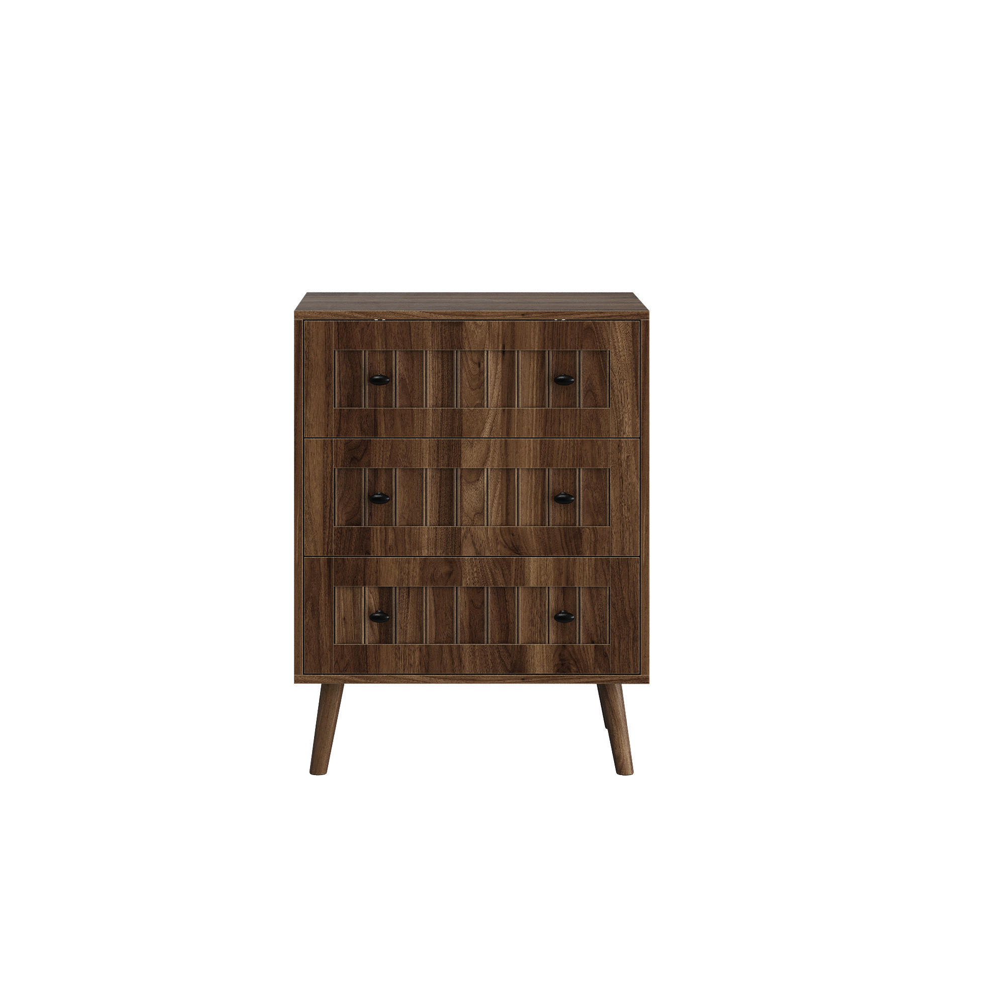 KOMMODE 60/40/79 cm in Walnuss mit 3 Schubladen und Rillenfronten - Walnussfarben, Holzwerkstoff (60/78/40cm) - Flora Grace