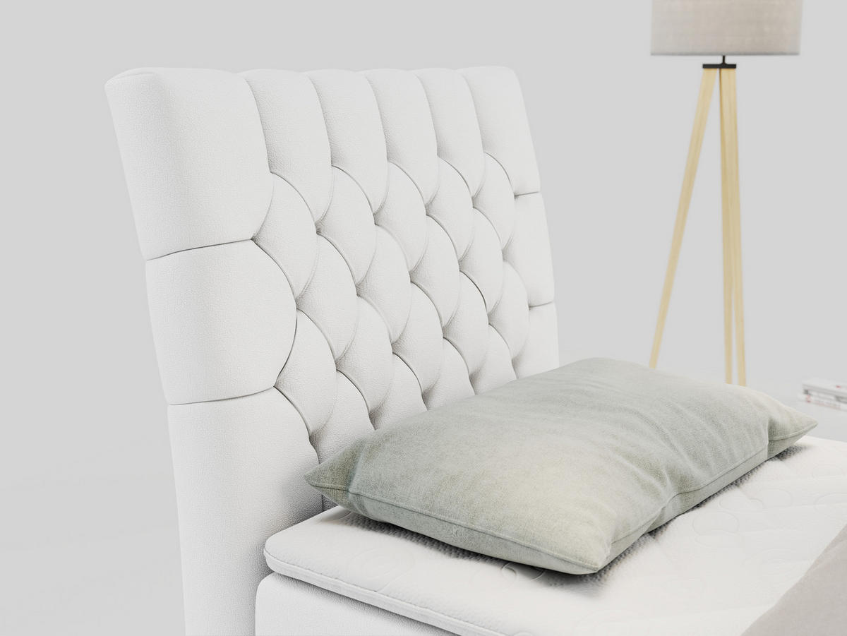 BOXBETT MILEN 90/200 Weiß Kunstleder - H4 - Links Seite - Weiß, Holz/Textil (90/200cm) - MKS