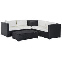 GARTENMÖBEL-SET 6 tlg. Sitzgruppe, Schwarz - Schwarz, Kunststoff