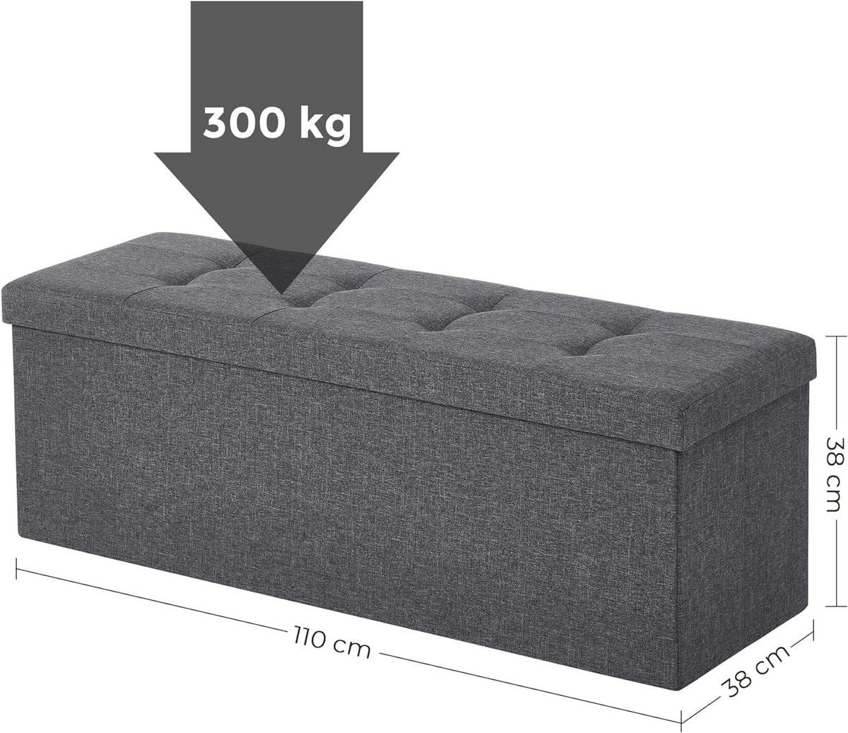TRUHENBANK Dunkelgrau 110x38 cm mit Stauraum - Grau, Holzwerkstoff (110/38/38cm)