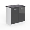 SPÜLENUNTERSCHRANK R-Line Anthrazit Hochglanz 80 cm, AP Anthrazit - Anthrazit/Weiß, Holzwerkstoff (80/81.6/60cm) - Vicco