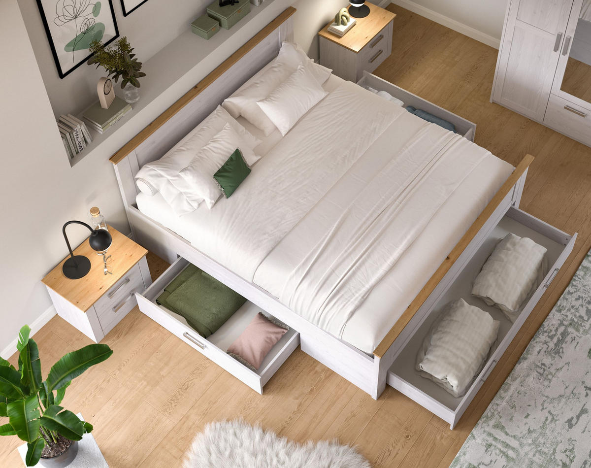 BETTANLAGE VERONA (B/H/T: ca. 301/90/209 cm) in Sibiu Lärche Nachbildung/Sibiu Lärche Nachbildung - Lärchefarben, Holzwerkstoff - Homes & Jones