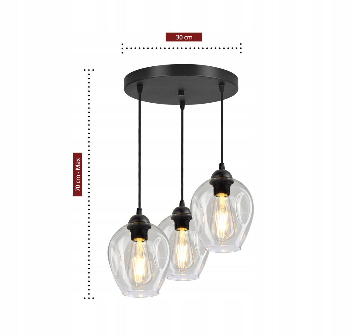 PENDELLEUCHTE Hegel - Transparent/Schwarz, Glas/Metall (35/35/80cm) - kiki design