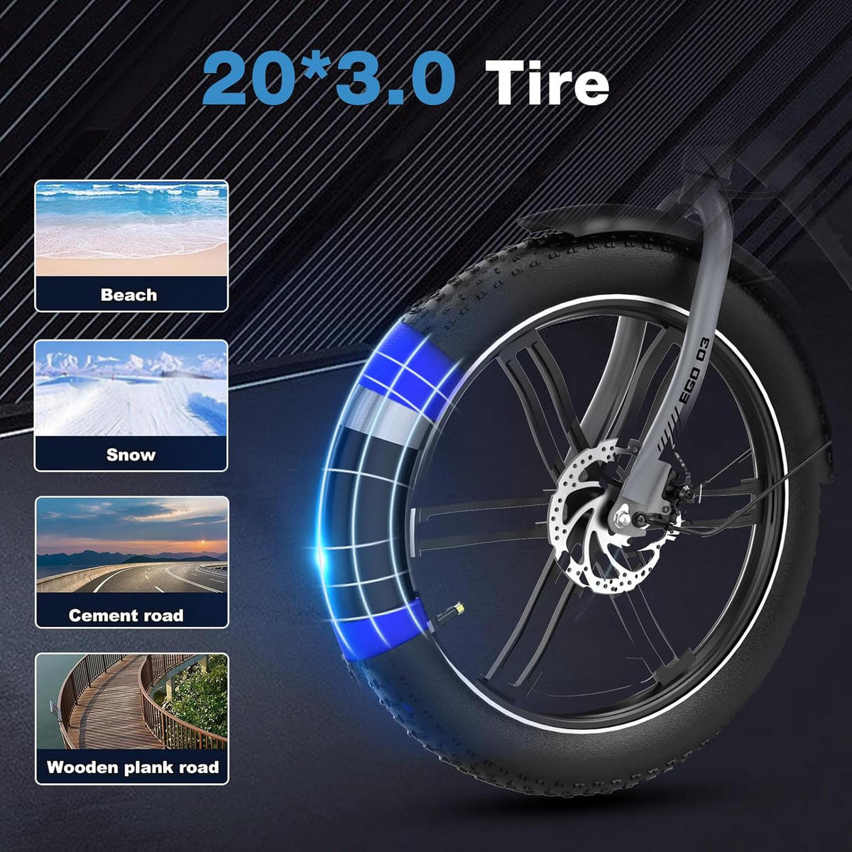 E-BIKE EGO 03S 48V 18Ah großer Front und Heckkorb, max. Zuladung 125 kg - Grau, Metall (66cm) - ELEKGO