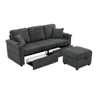SOFA Corduroy mit LED und USB-Anschluss Stauraum 194/73/81 cm Dunkelgrau - Dunkelgrau, Textil (73/194cm) - Redom
