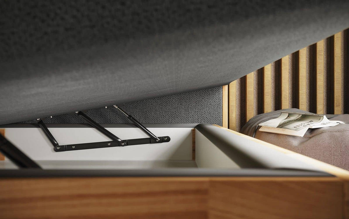 BOXSPRINGBETT 140/160/180x200 – inkl. Bettkasten, 7‑Zonen‑Taschenfederkern-Matratze und Topper - Eichefarben/Anthrazit, Holz/Textil (200/200cm) - Cotta