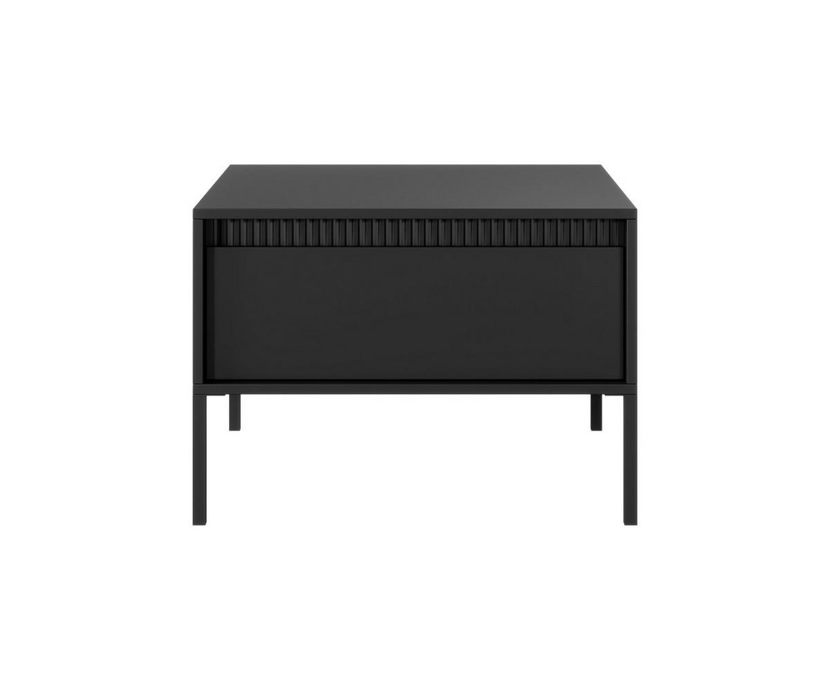 COUCHTISCH Ferrato F 68x68 cm Schwarz Matt - mit 1 Schublade i Riffel-Leiste - Schwarz, Holz/Holzwerkstoff (68/68/48cm) - Ravio