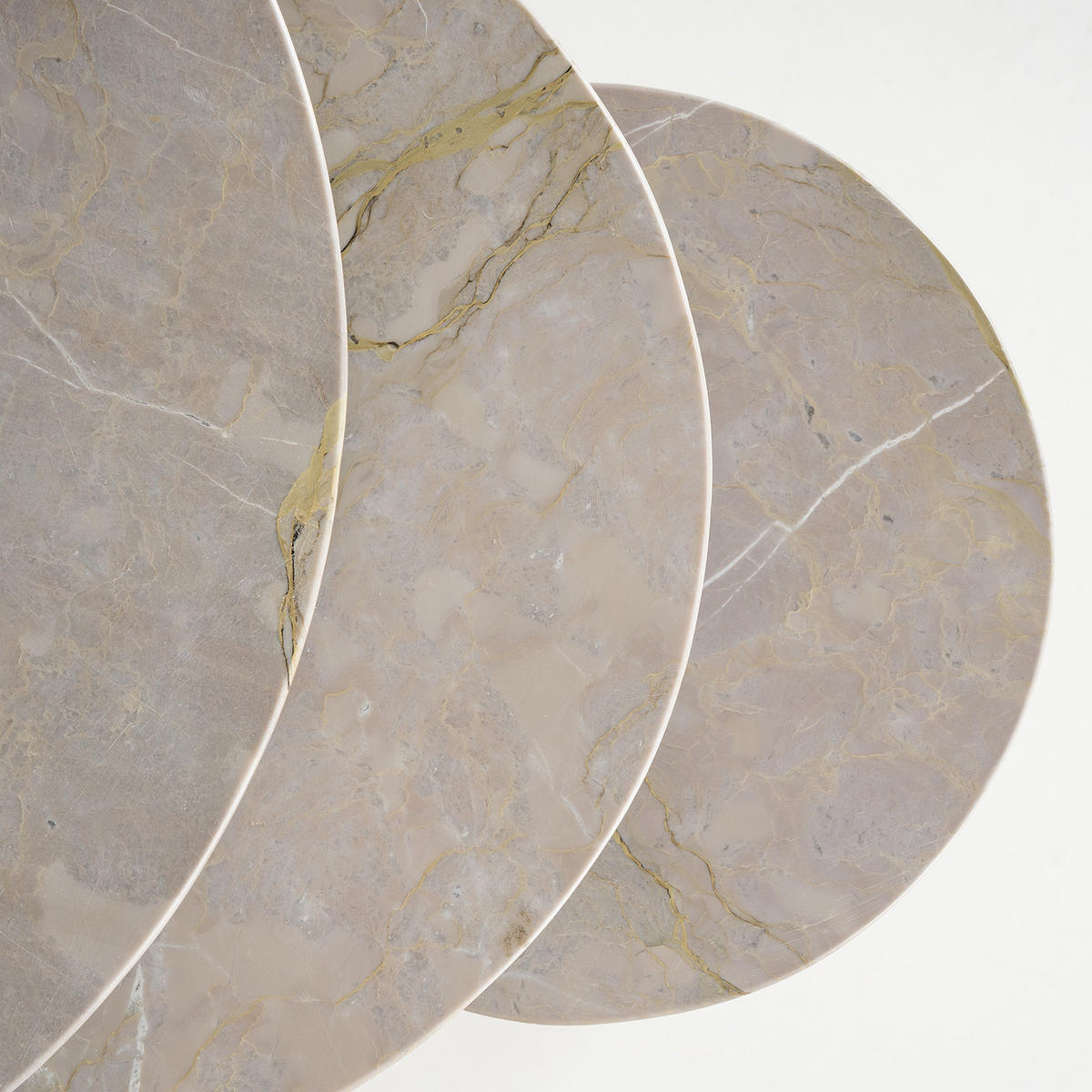 BEISTELLTISCH-SET - Marmor Grau / Schwarz, 3-teilig - Schwarz/Grau, Stein/Metall (45/45/45cm) - home24