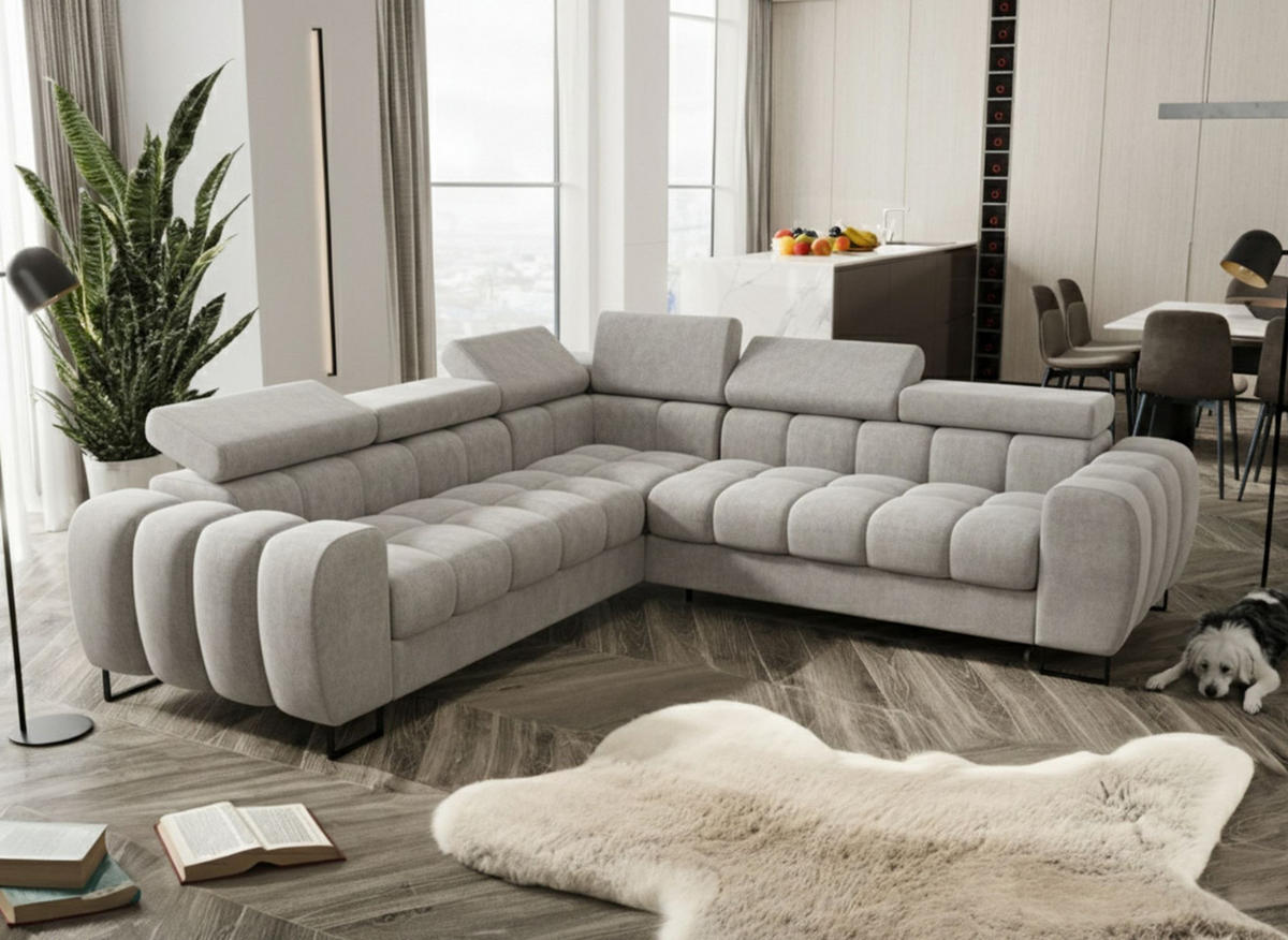 ECKSOFA Bastien Mit Schlaffunktion - Grau, Holzwerkstoff/Textil (260/260cm) - Fun Möbel