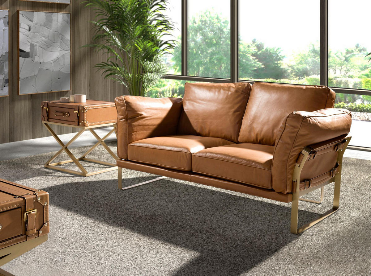 SOFA 2-Sitzer-Sofa aus Leder in Kamelhaar 160/90/84 cm - Braun, Leder (160/84/90cm) - ANGEL CERDA