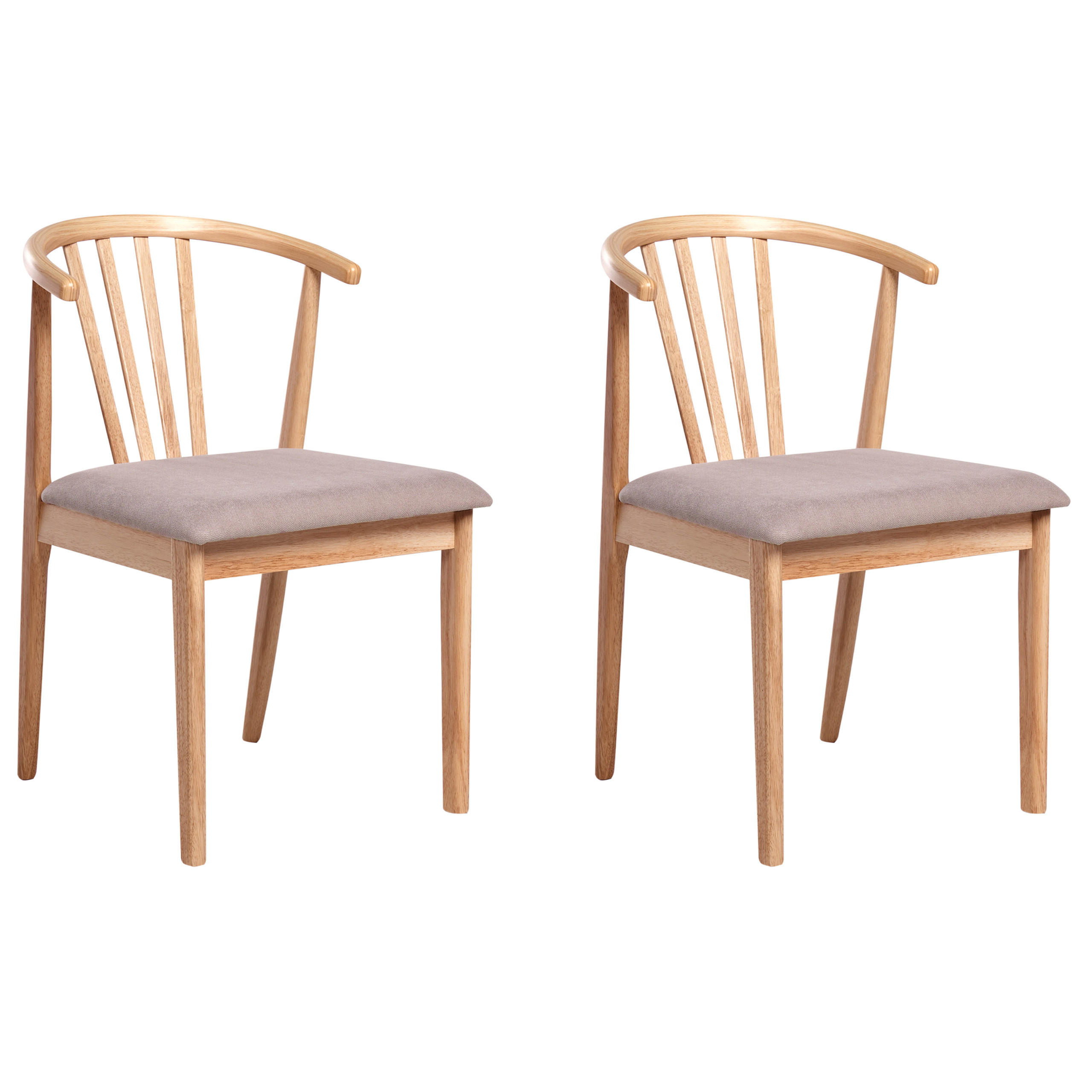 ESSZIMMERSTUHL 2er-Set Holz Hellbraun/Taupe Craig - Taupe, Holz (50/80/57cm) - Beliani