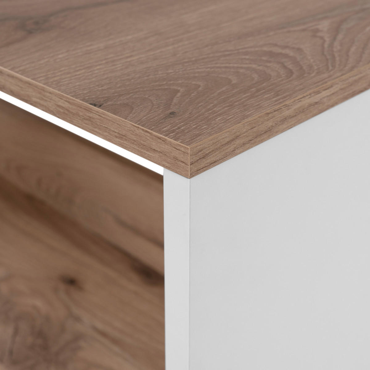 ESSTISCH mit 3 Ablagefächern Dekor Eichenoptik Viking und Weiß 92/67/106 cm - Eschefarben, Holzwerkstoff (69/67/106cm) - Calicosy