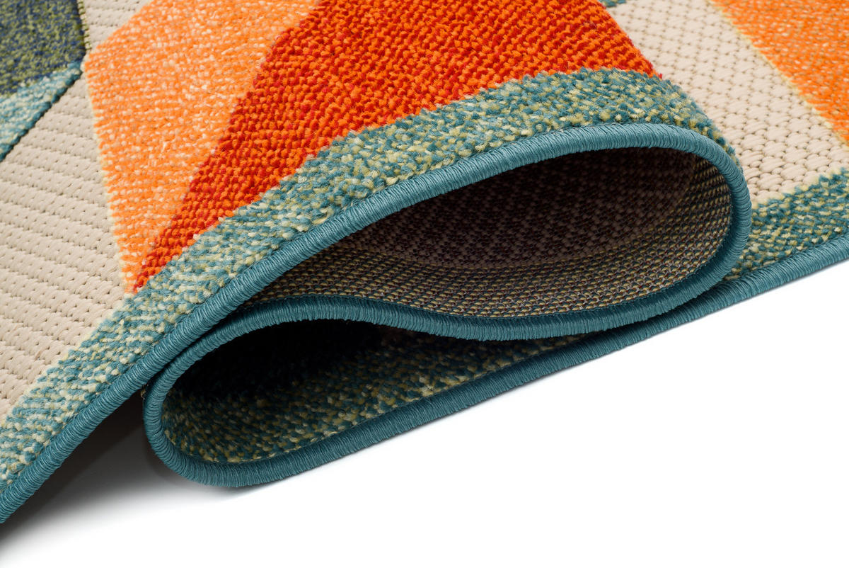 TEPPICH In-Outdoor Bunte Abstract, Kühlergrill - Kurzflor Rechteckig - 140 x 200 cm - Multicolor/Creme, Textil (140/200cm) - Mazovia