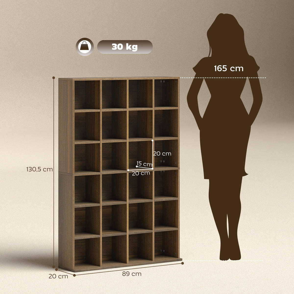 CD-REGAL DE-14505 mit verstellbaren Böden Braun - Braun, Holzwerkstoff (20/130.5/89cm) - ComfortXL