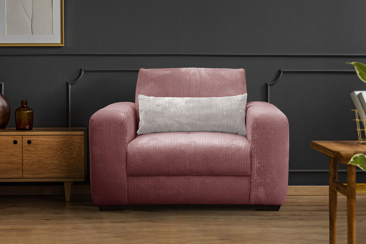 SESSEL OLI in Cordstoff altrosa - Altrosa, Holz/Textil (130/91/108cm) - Courtois Laville