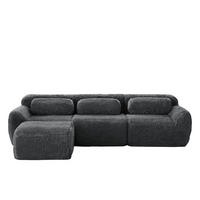 ECKSOFA Plüsch Grau mit Kissen - Grau, Textil (291/179cm) - WISHDOR