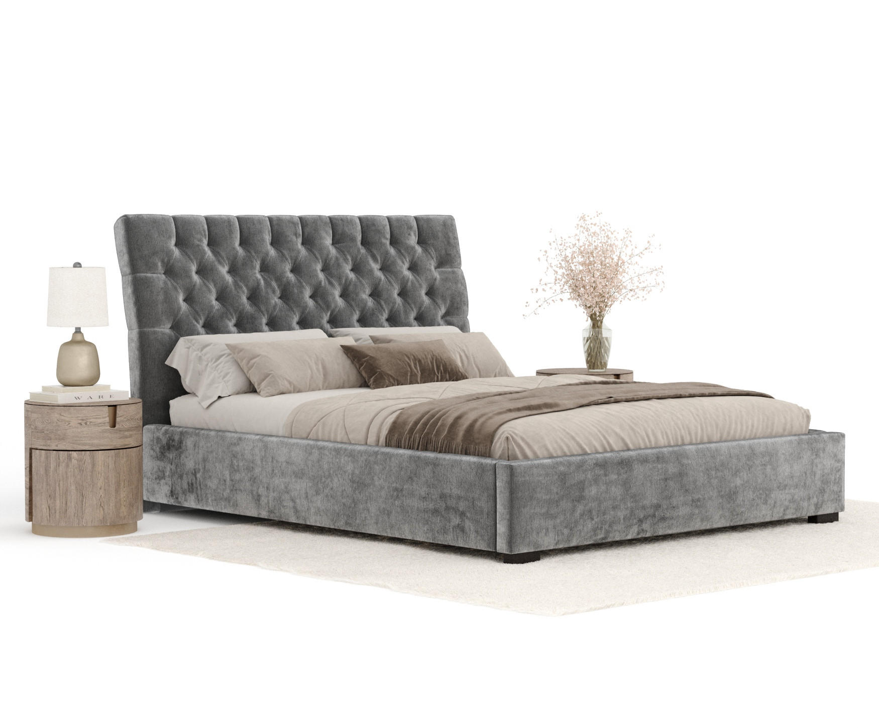 Thumbnail - Maison de Reve Polsterbett, Grau, Textil, Buche, Kiefer, 180x200 cm, Oeko-Tex® Standard 100, FSC 100%, Made in EU, Schla...