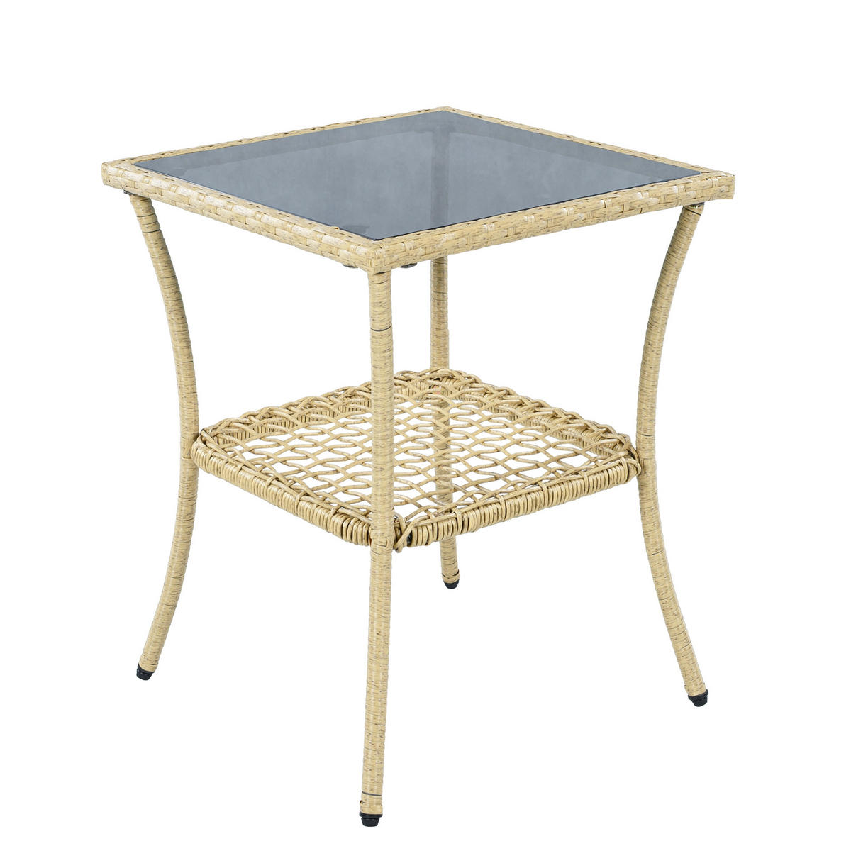 SCHAUKELSTUHL Garten Schaukelsessel mit Tisch,3er set Balkonset Rattan Relaxsessel - Beige, Textil/Metall - STILVORA